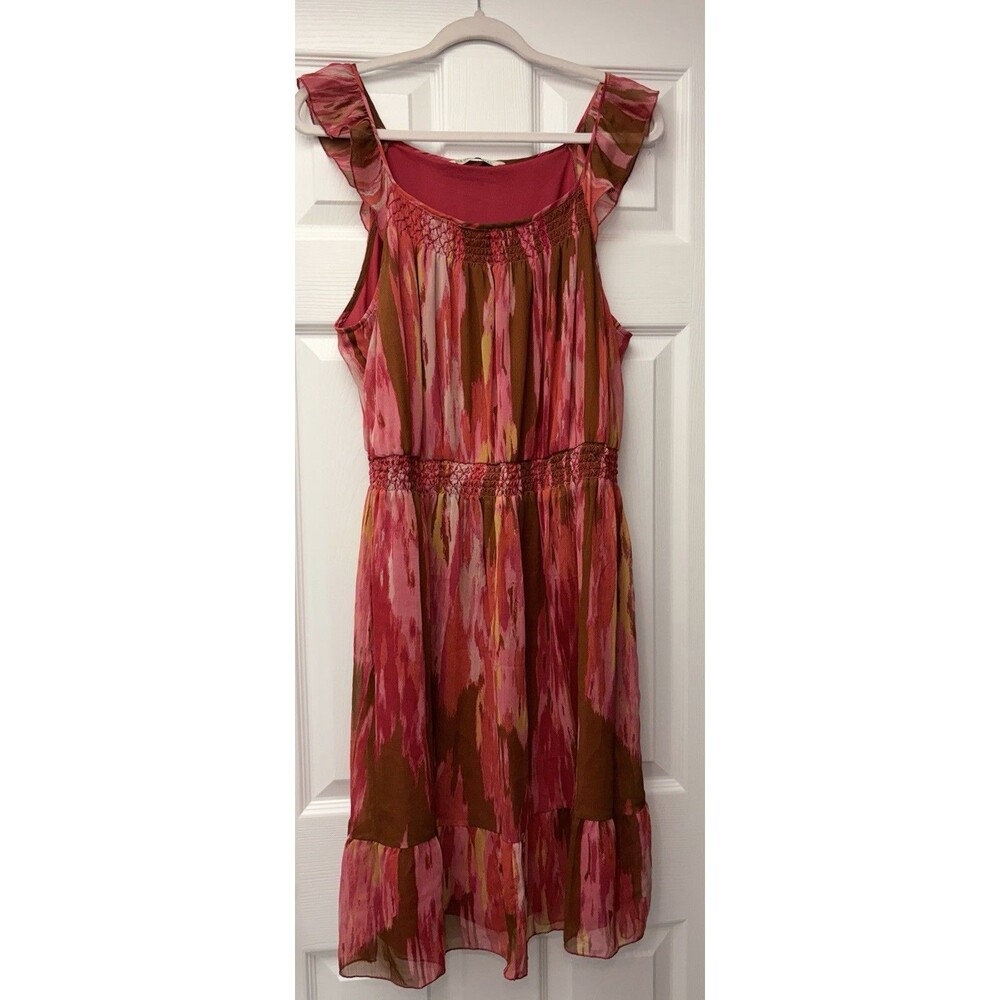 OLD NAVY XL Red Chiffon Ombre Vibrant Blouson Smock Dress Whimsigoth Y2K Ombre